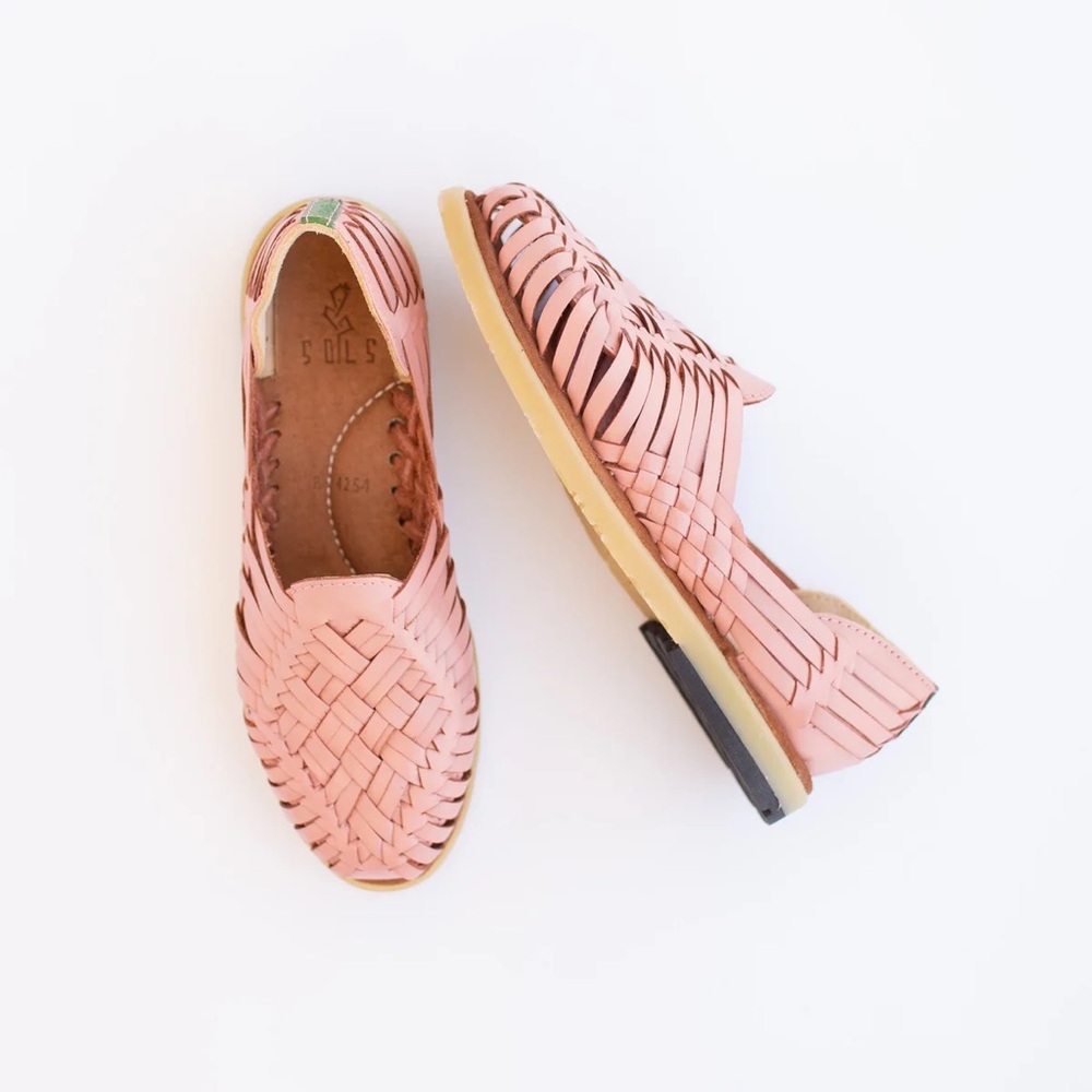 Women’s Ana Pink Classic SOLS Leather Huarache Sandals Flats Size 9